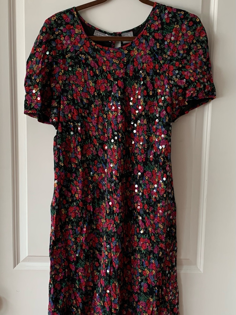 Liz Claiborne Black Floral Sparkly Dress
